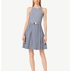 Michael Kors Belted Gingham Check Summer Dress With Belt